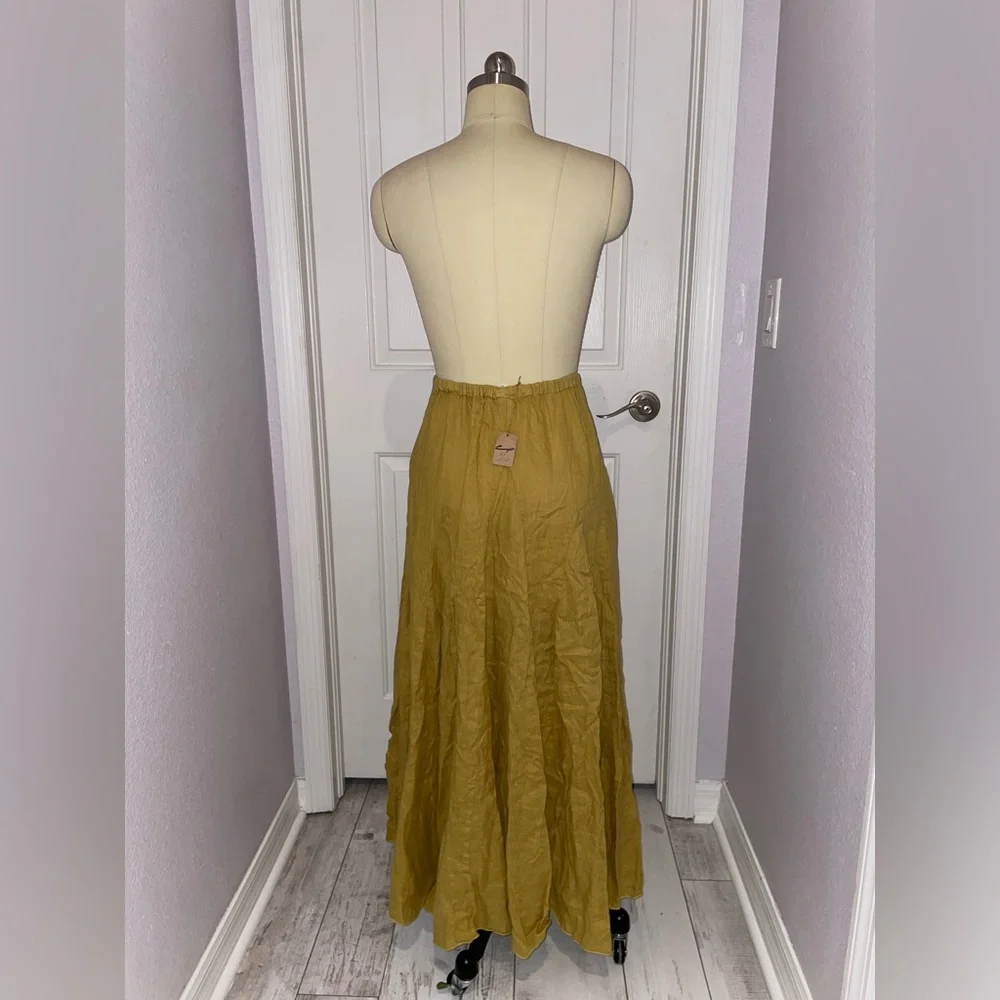 CP Shades Lily Mustard Linen Maxi Skirt - Picture 3 of 3